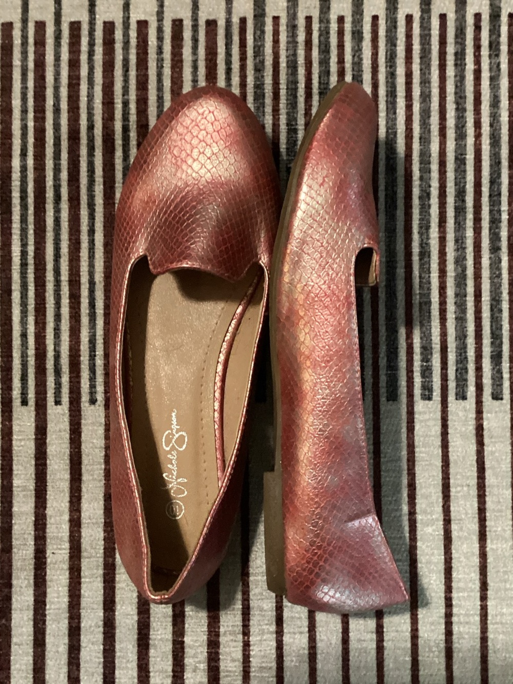 Sofft Metallic Burgundy Loafers - Slip-On Flats